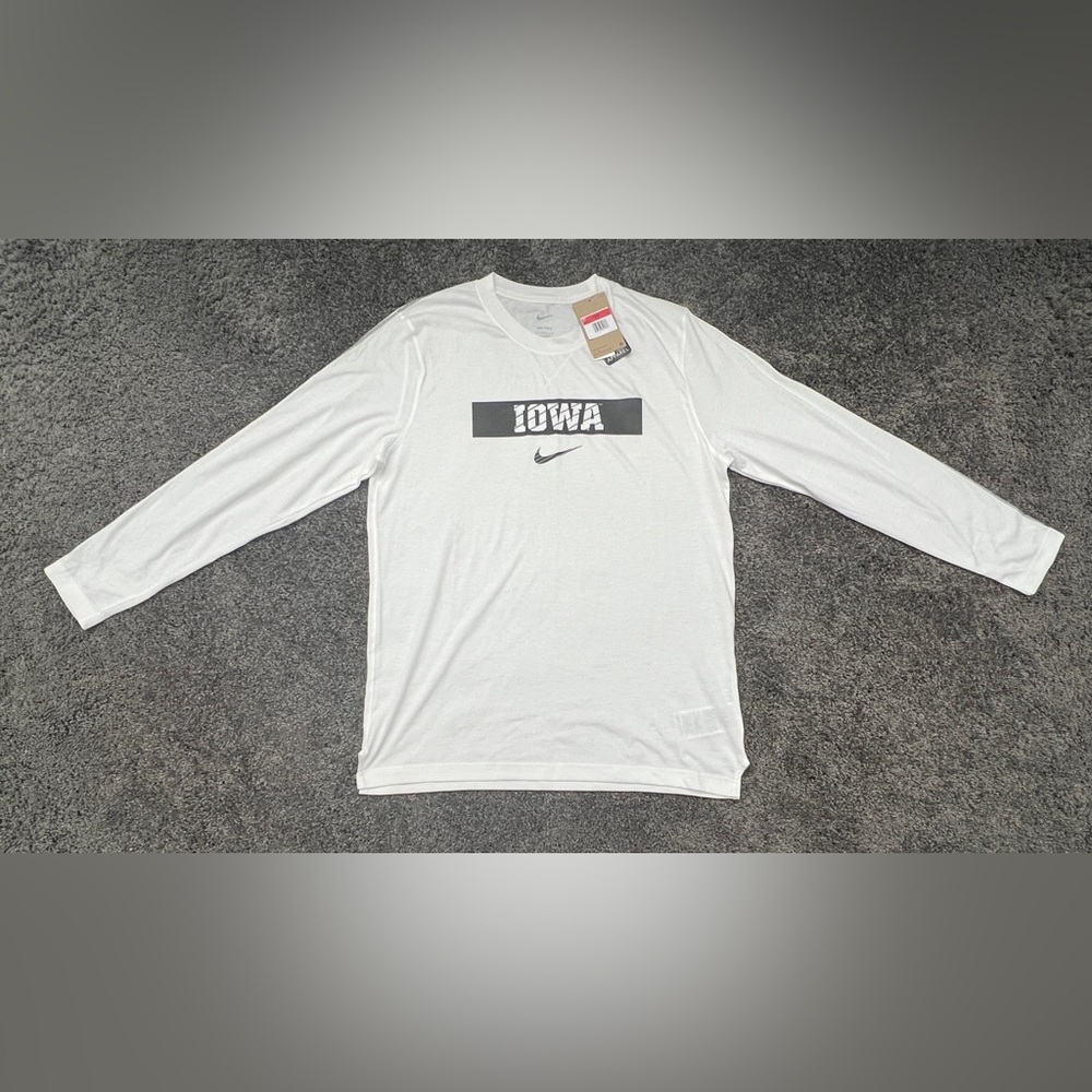 Iowa Hawkeyes Nike Shirt Men’s Large On Field Apparel Dri-Fit Long Sleeve White